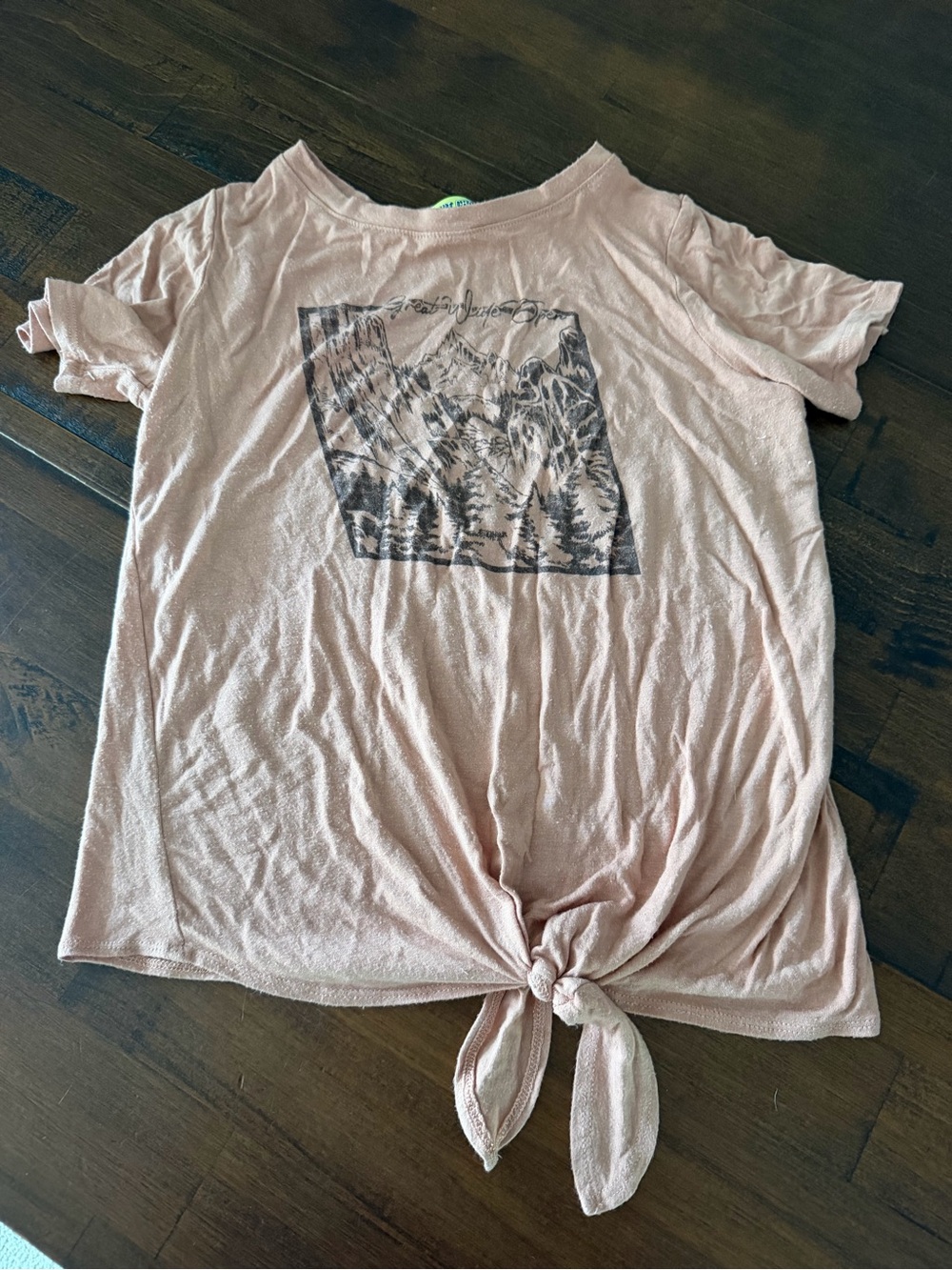 Girls' Clay Color Tie-Front Mountain Graphic Tee
